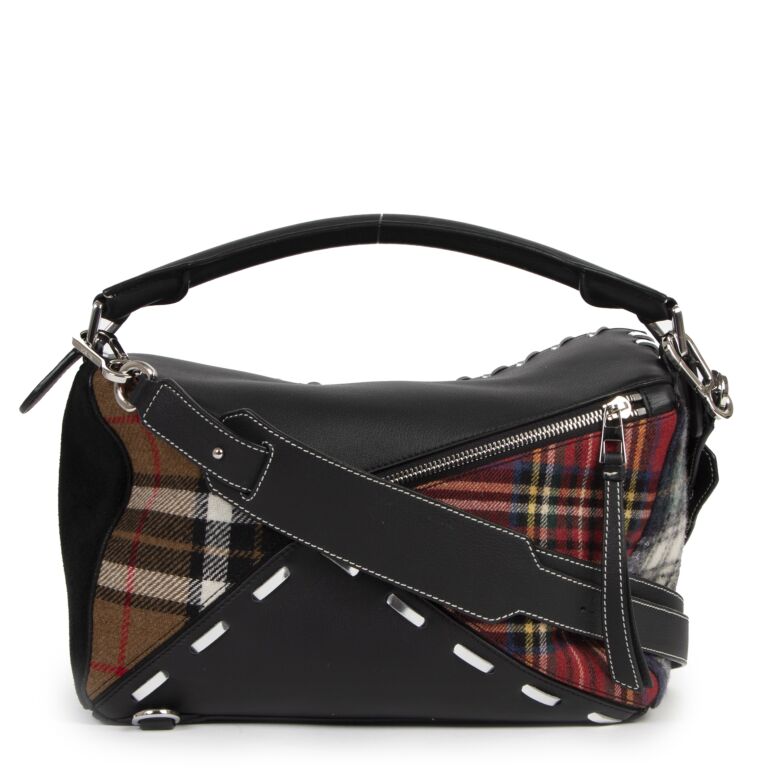 Loewe Puzzle Leather Suede and Wool Shoulder Bag Labellov