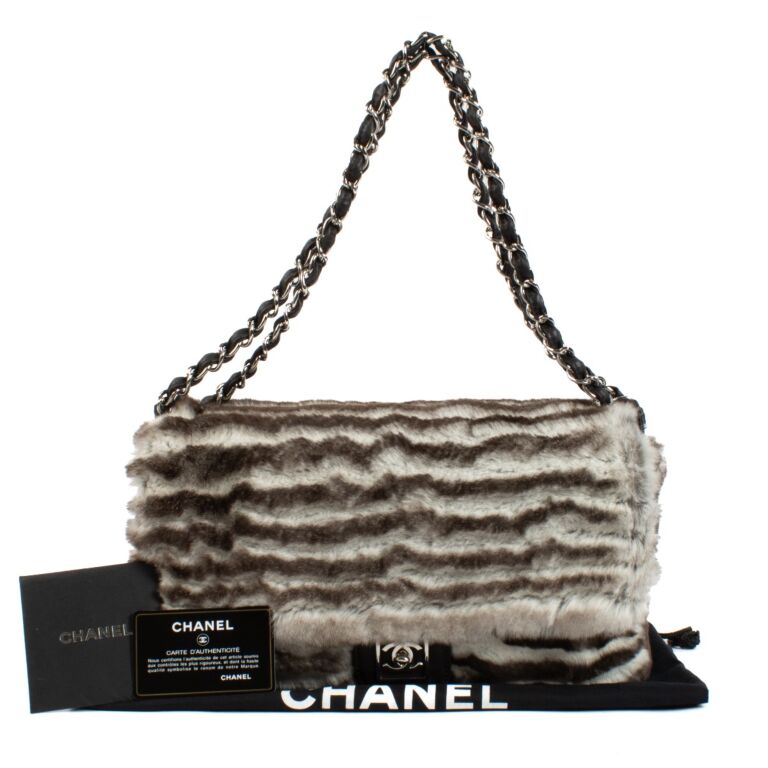 Chanel Sport Grey Chinchilla Fur Large Flap Bag ○ Labellov ○ Buy