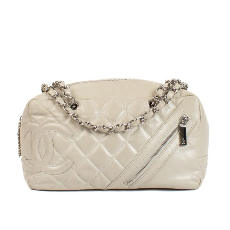 Chanel Pearl Aged Quilted Calfskin Cotton Club Bowler Bag Labellov Buy and Sell Authentic Luxury