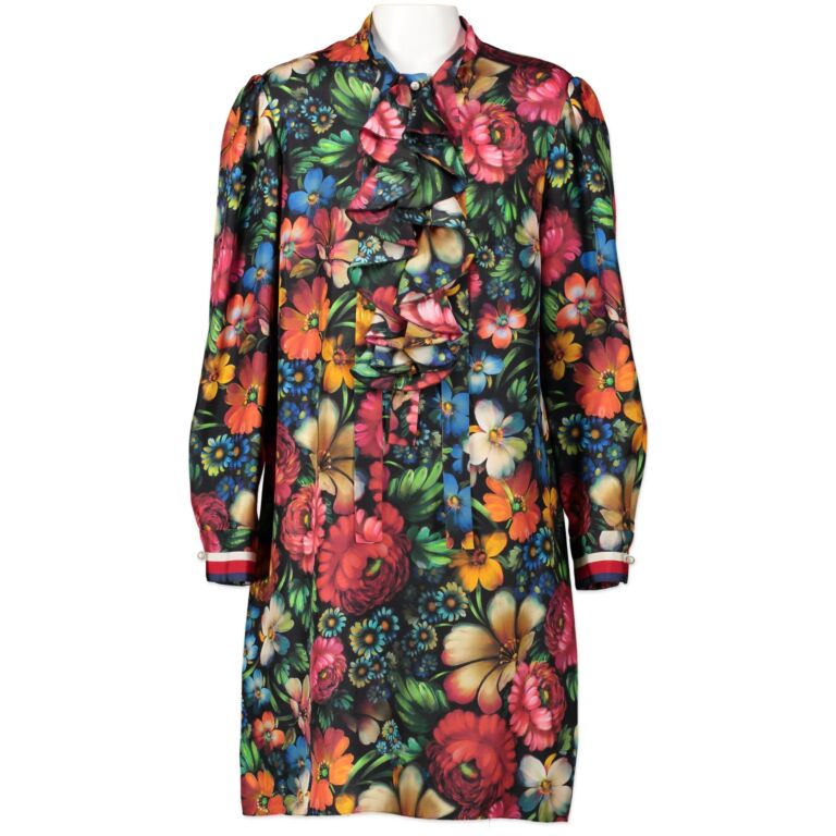 Gucci Floral Silk Shirt Dress - size IT40 ○ Labellov ○ Buy
