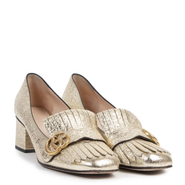 Gucci gold outlet marmont pump