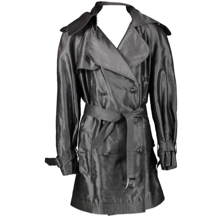Chanel Grey Silk Trench Coat size FR46 Labellov Buy and