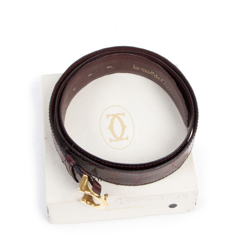 Cartier Burgundy Crocodile Les Must de Belt Size 81cm 89cm