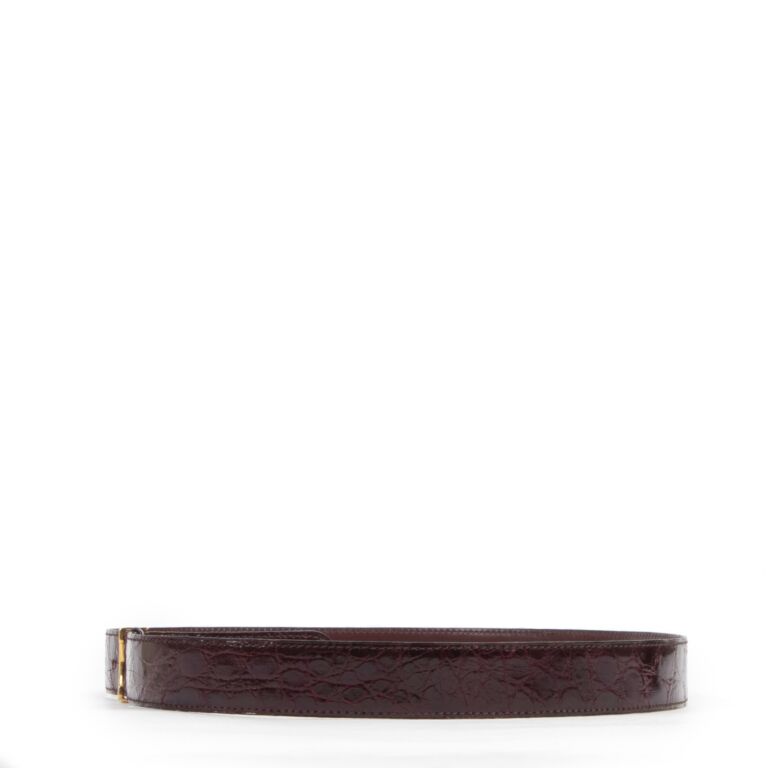Cartier Burgundy Crocodile Les Must de Belt - Size 81cm