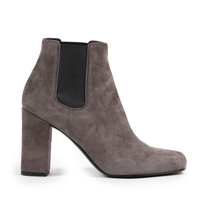 Saint Laurent Taupe Suede Ankle Boots Size 35 5 Labellov Buy and Sell Authentic Luxury