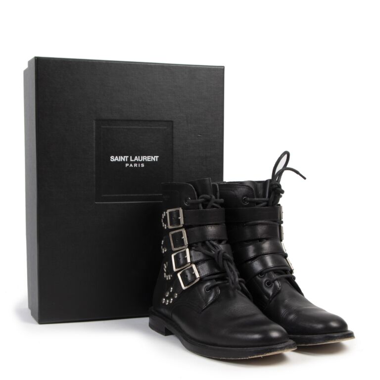 Leather biker boots Louis Vuitton Black size 39.5 EU in Leather - 32722187