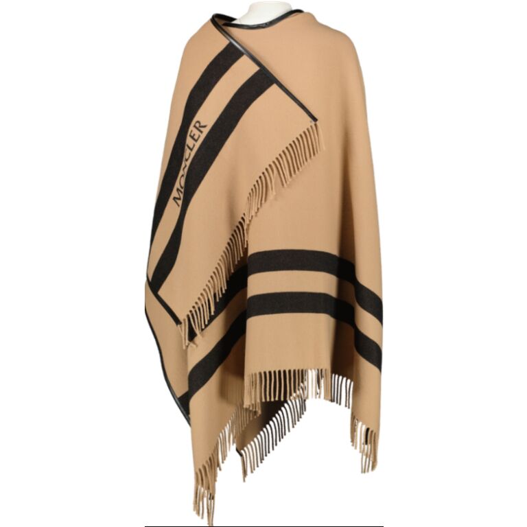 Moncler Mantella Camel Virgin Wool Cape One Size Labellov