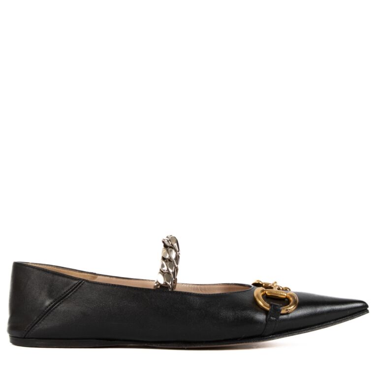Gucci Black Horsebit Ballet Flats Size 37 1 2 Labellov Buy