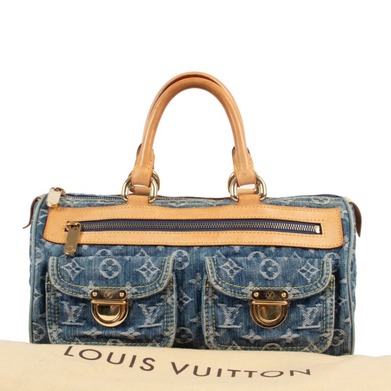 Vintage Louis Vuitton Neo Speedy Blue Denim Monogram Gold Hardware –  Madison Avenue Couture