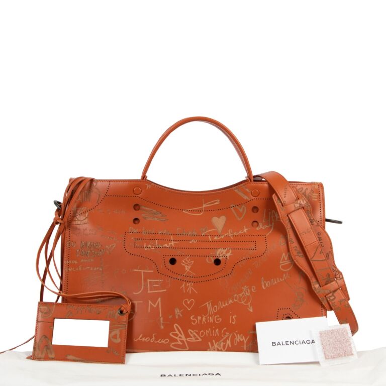 Balenciaga Everyday Graffiti Leather Crossbody Bag