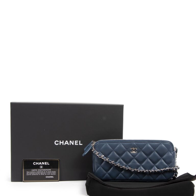 Chanel Blue Wallet On Chain Double Zip Bag ○ Labellov ○ Buy and