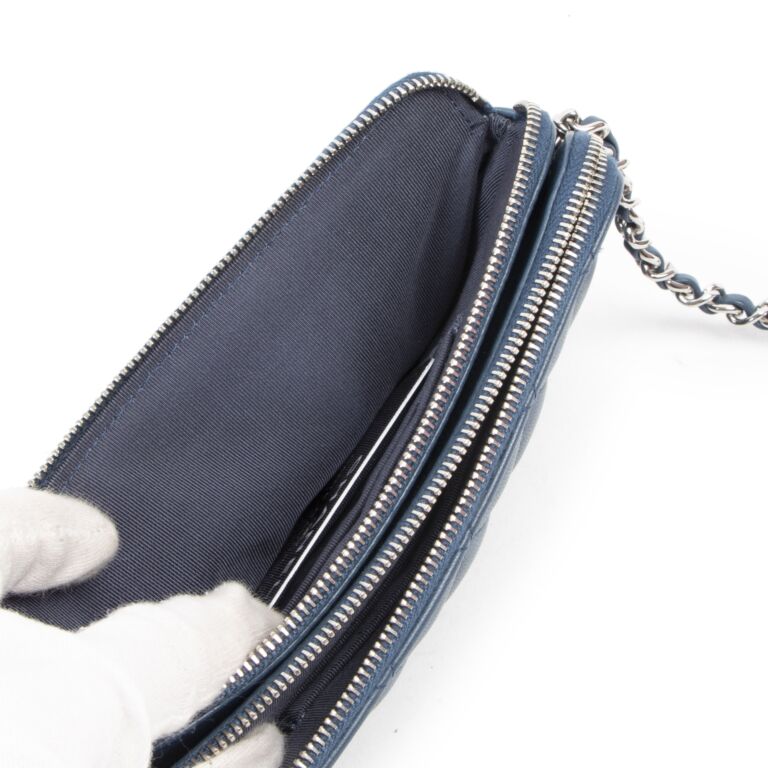 Chanel Blue Wallet On Chain Double Zip Bag ○ Labellov ○ Buy and