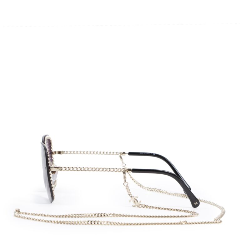 Chanel glasses with chain hot sale