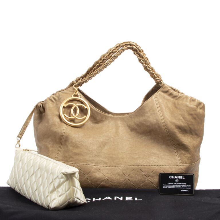Authentic Chanel White Calfskin Leather Coco Cabas Shoulder Tote Bag