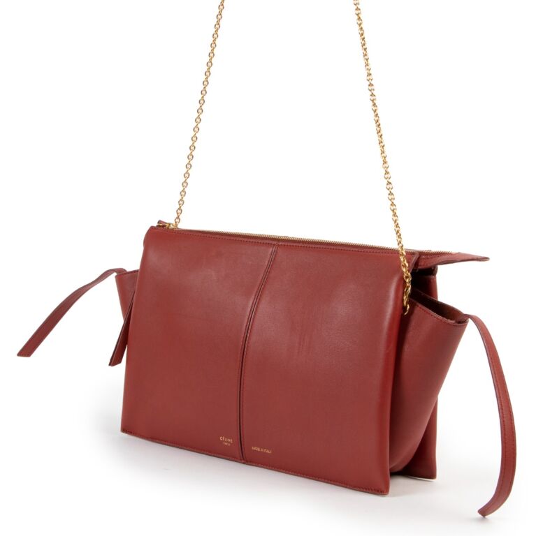 Celine Red Tri Fold Shoulder Bag Labellov Buy and Sell Authentic Luxury