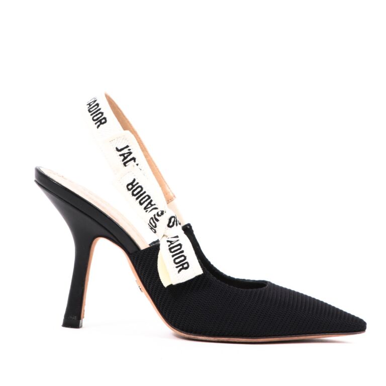 Christian Dior Black J adior Slingback Pumps Size 35.5