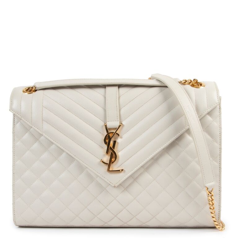 Yves Saint Laurent Chevron Quilted Leather Envelope Bag