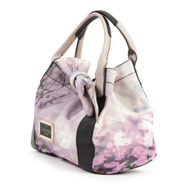 Valentino Garavani Floral Printed Tessuto Medium Nylon Tote Bag Labellov Buy and Sell Authentic Luxury