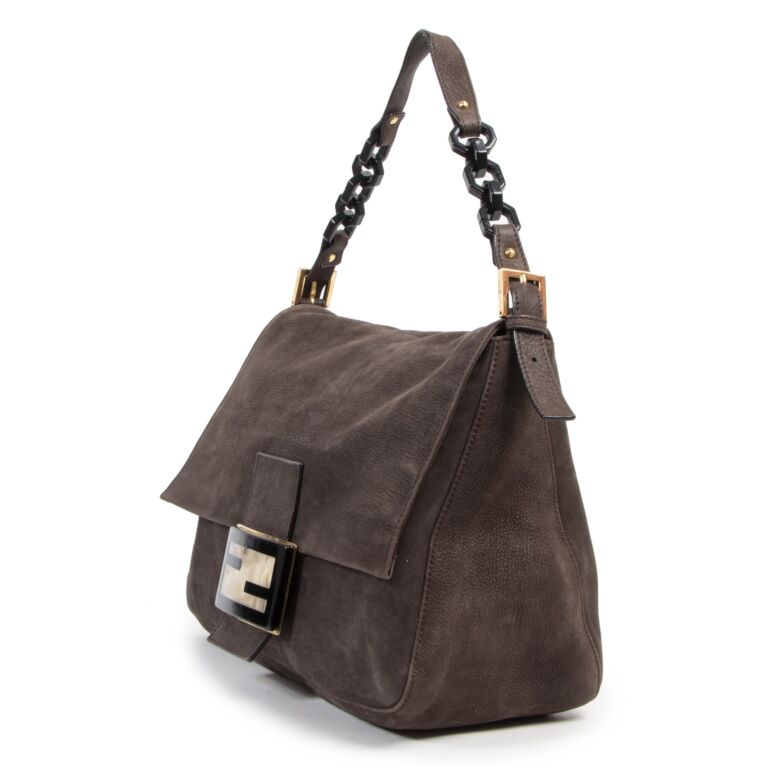 Fendi Forever Mama Flap Logo Ff 239753 Brown Suede Leather