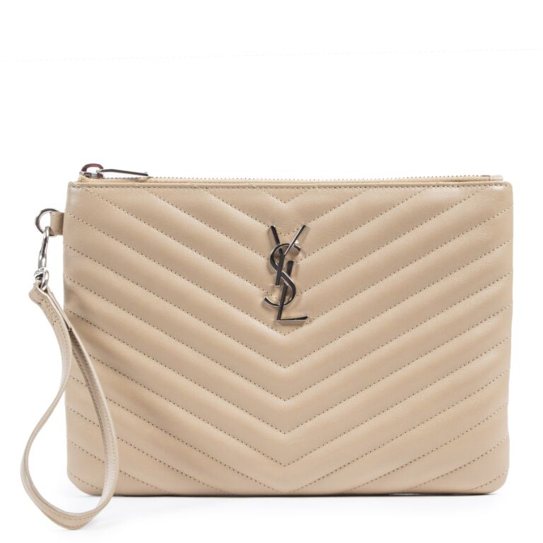 Cream best sale ysl clutch
