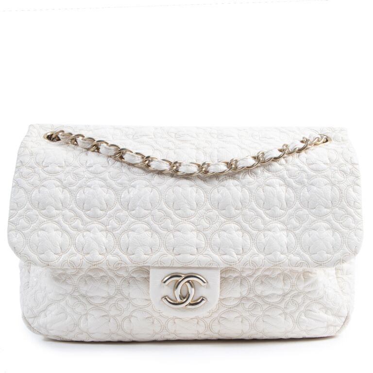 Chanel White Leather Jumbo Classic Single Flap Bag ○ Labellov