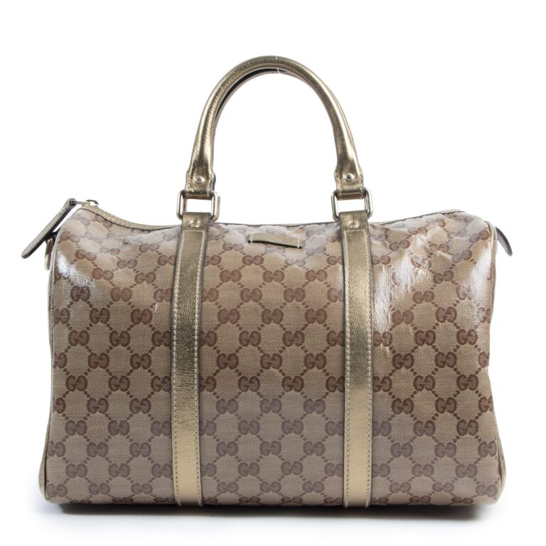 Gucci Metallic Gold GG Crystal Medium Joy Boston Bag ○ Labellov ○ Buy and  Sell Authentic Luxury