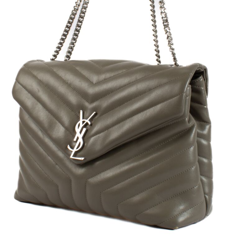 Saint Laurent Sage Grey Loulou Medium Shoulder Bag