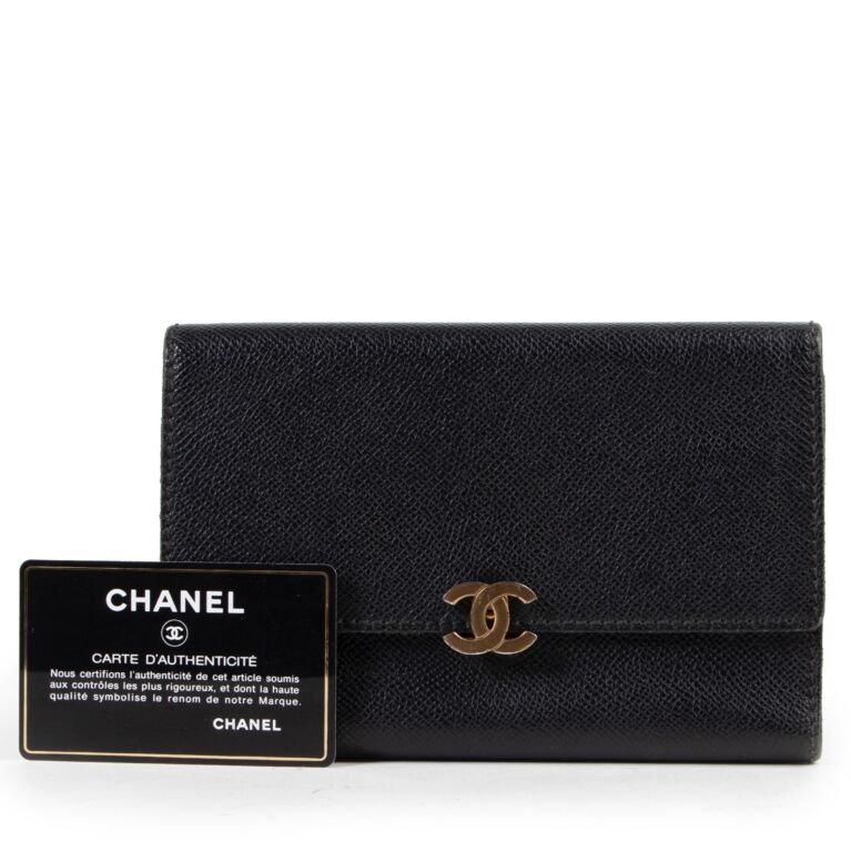 Chanel trifold hot sale wallet black caviar