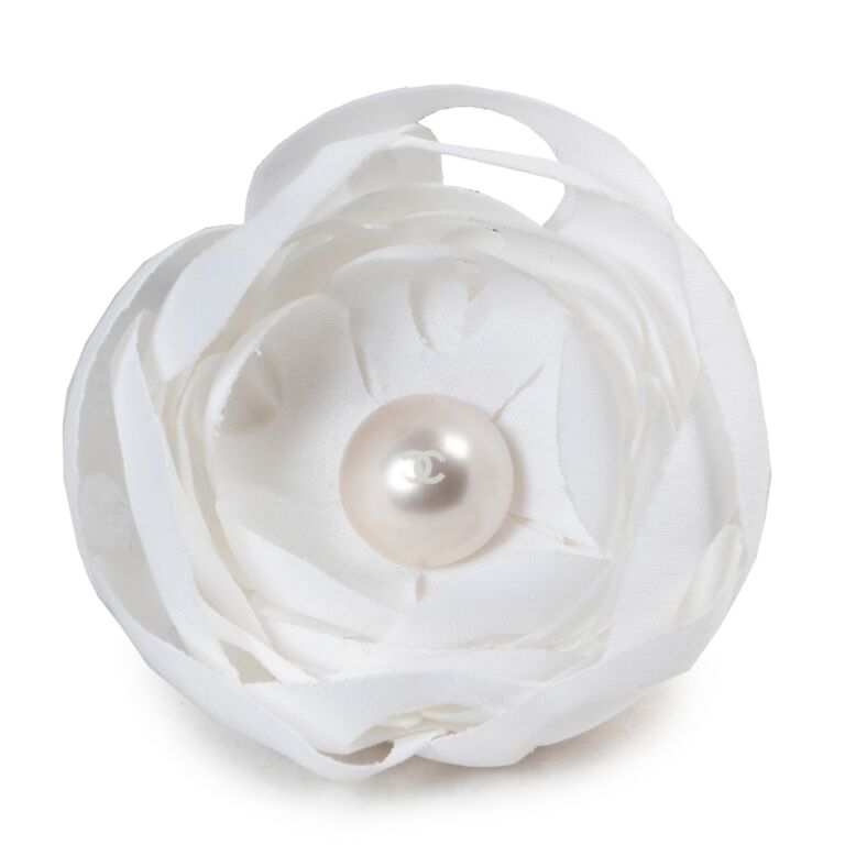 Chanel white flower brooch store