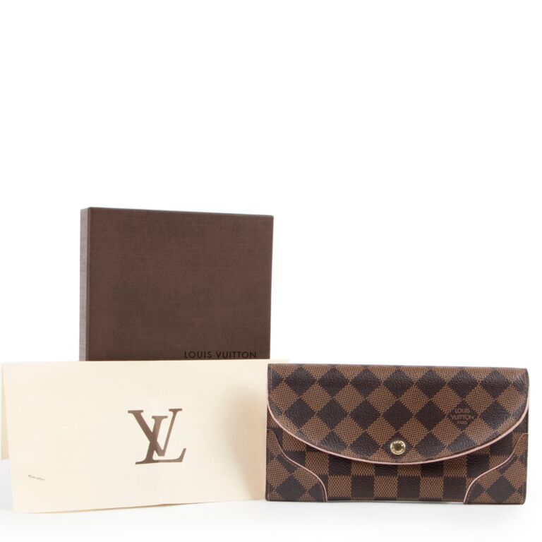 LOUIS VUITTON Damier Ebene Caissa Wallet Rose Ballerine 259228