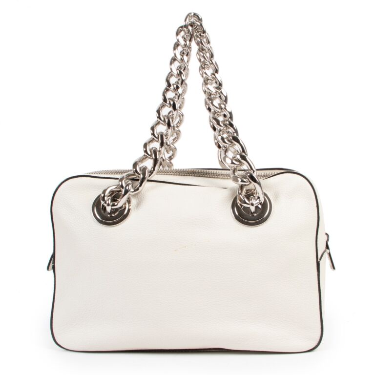 Prada White Leather Chain Top Handle Labellov Buy and Sell Authentic Luxury