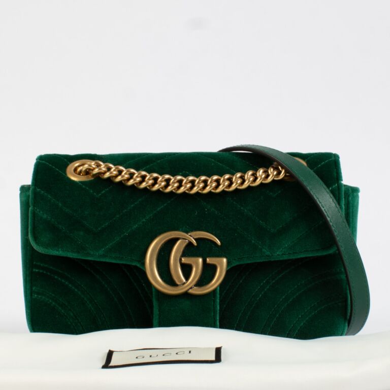 Gucci Green Velvet Mini GG Marmont Crossbody Bag Labellov Buy and Sell Authentic Luxury