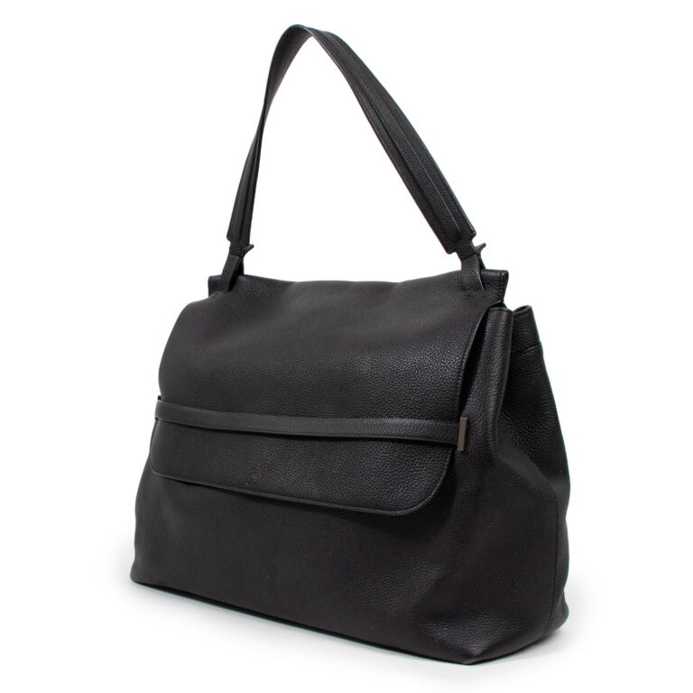 The Row Top Handle 14 Black Leather Shoulder Bag ○ Labellov