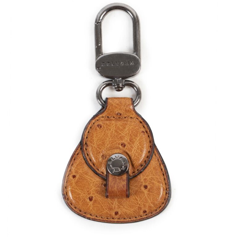 Delvaux Cognac Ostrich Key Chain Labellov Buy and Sell Authentic Luxury