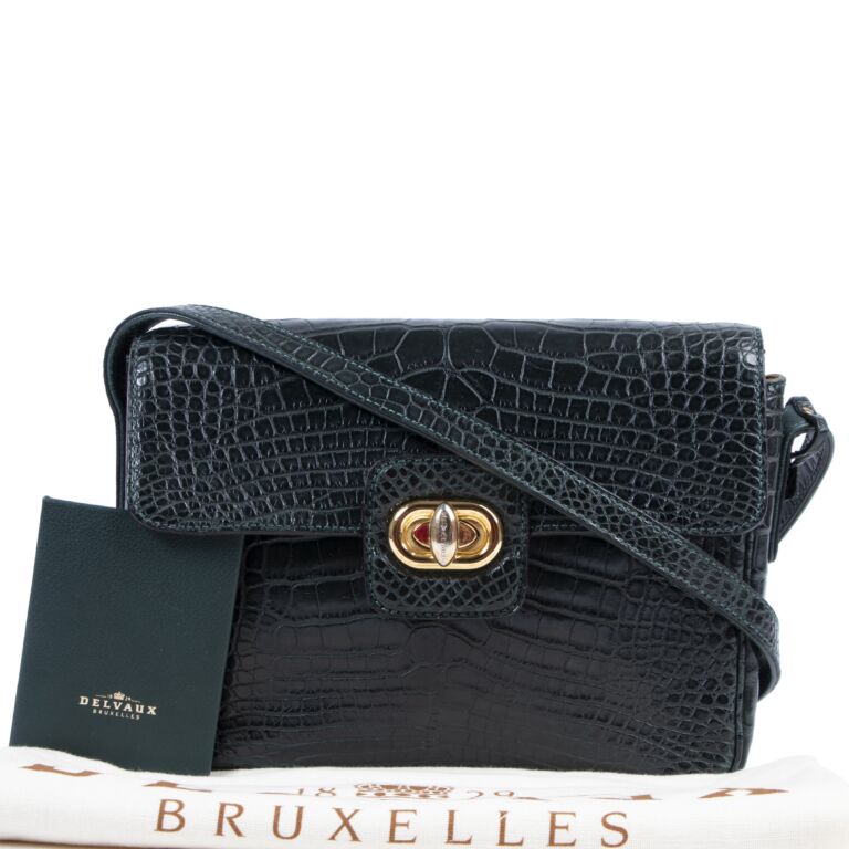 Delvaux Soft Leather Depose in Olive Crossbody Belt Bag