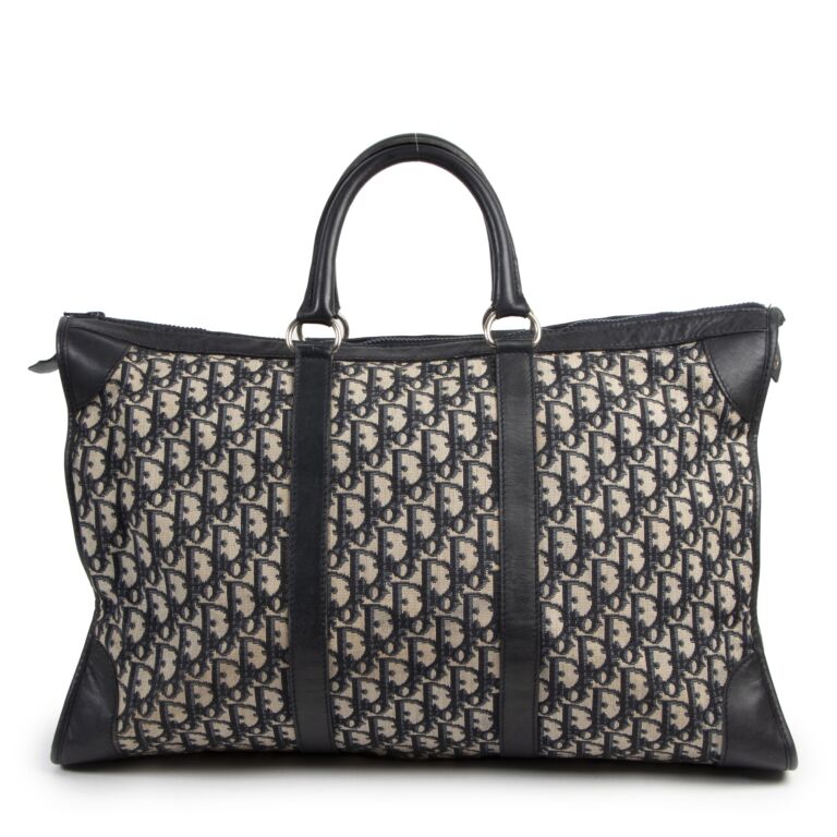 Christian Dior Vintage Dark Blue Monogram Travel Bag Labellov Buy and Sell Authentic Luxury