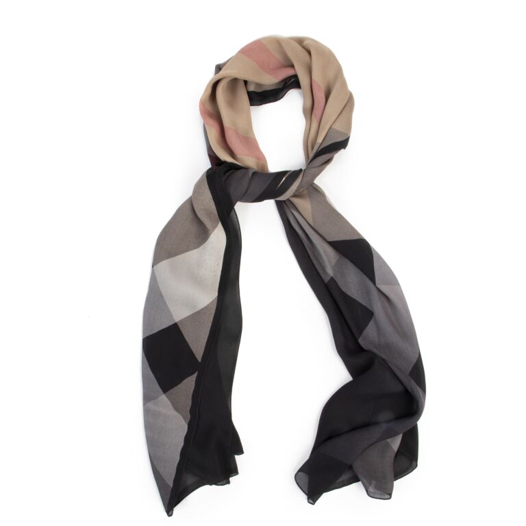Burberry Black And Beige Check Silk Scarf Labellov Buy and