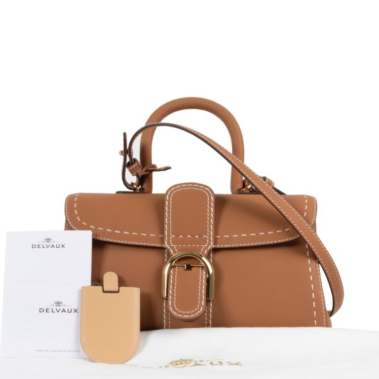 Delvaux Cognac Brillant East/West Mini Surpique Shoulder Bag