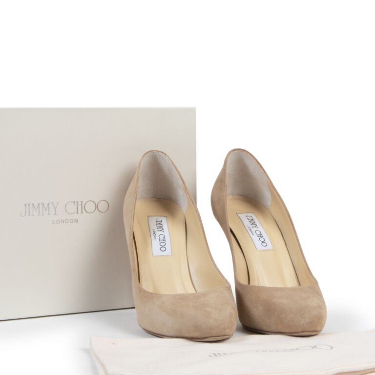 Choo Beige Suede Heels - Size 37 ○ ○ Buy and Authentic Luxury