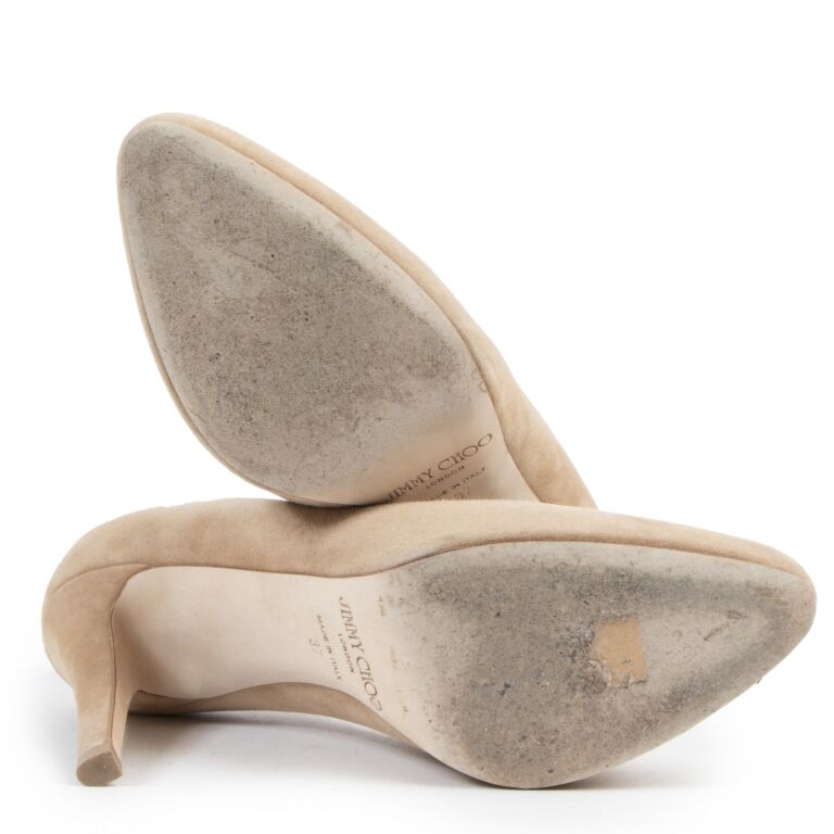 Jimmy Choo Beige Suede Heels - Size 37 ○ Labellov ○ Buy