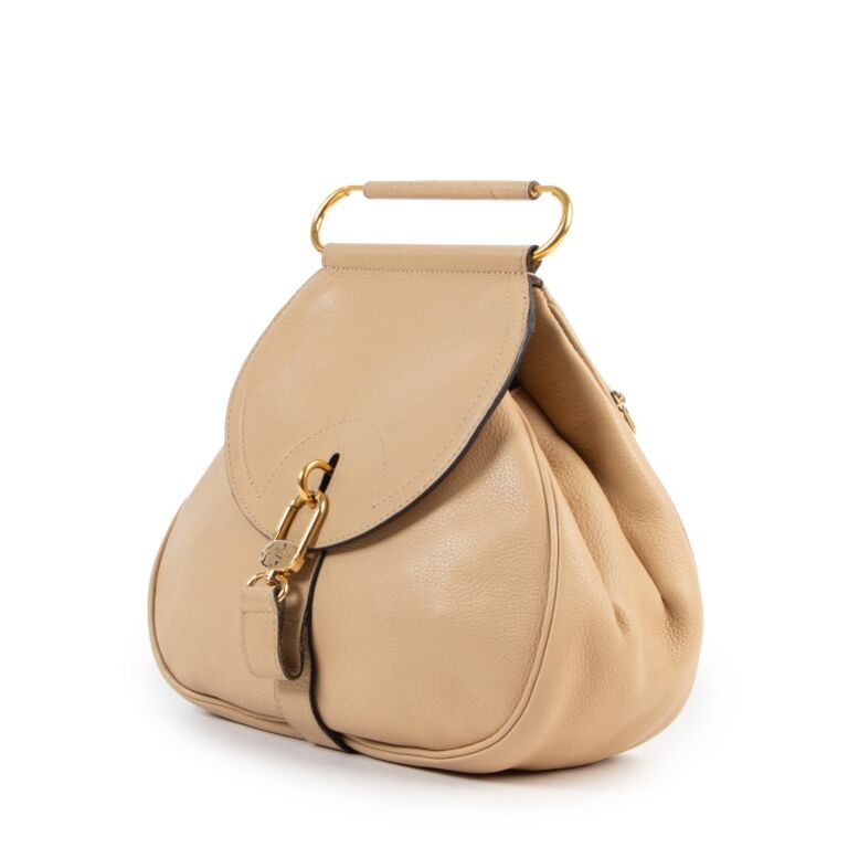 DELVAUX leather shoulder bag Brillon chain wallet beige color W20.5 x  W11.5cm