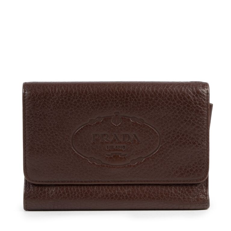 Prada Brown Leather Logo Wallet Labellov Buy and Sell Authentic Luxury