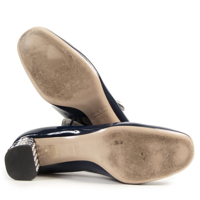 Miu Miu Blue Patent Mary-Jane Pumps - size 38.5 ○ Labellov ○ Buy