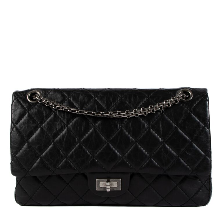 Chanel Black Aged Calfskin Medium 2.55 Bag Labellov Buy and