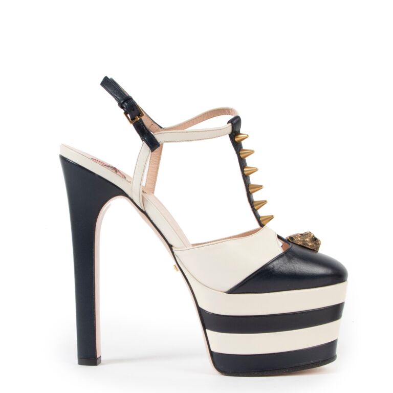 Gucci striped platform sandals hot sale