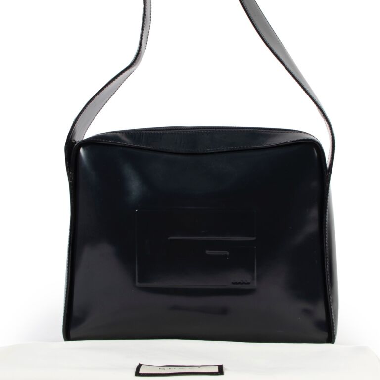 Gucci Vintage Black Leather G Shoulder Bag at Jill's Consignment