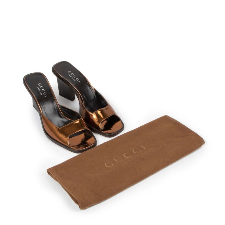 Gucci Vintage Gold Leather Sandals