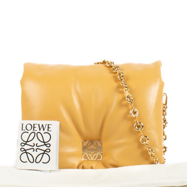 Loewe Camel Shiny Nappa Lambskin Puffer Goya Bag ○ Labellov