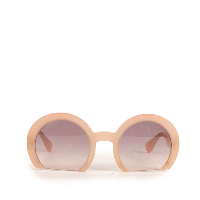 Miu Miu Rasoir Cutoff Pink Round Sunglasses Labellov Buy and Sell Authentic Luxury