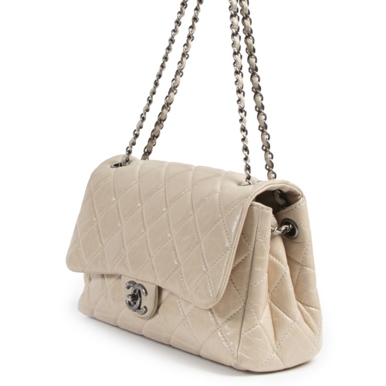 Chanel Cream Distressed Leather Flap Bag ○ Labellov ○ Buy and